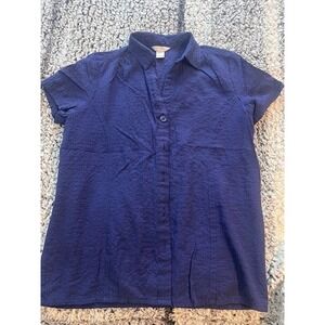 Women's Blue White Stag Button Down Blouse Size S